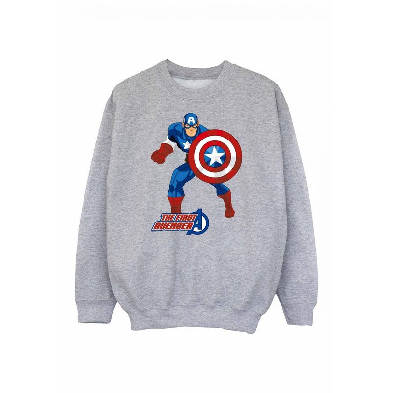 Captain America Boys The First Avenger Sweatshirt  Sports GreyBlueRed